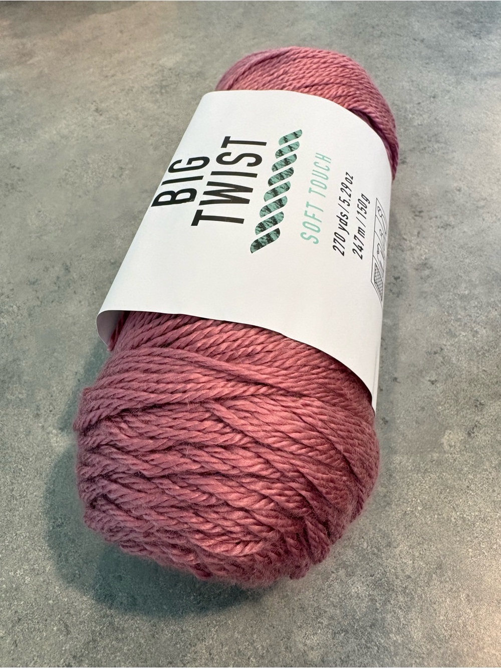 Big Twist Soft Touch Yarn “Rose” - 270 Yds 100% Acrylic - NEW